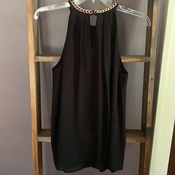 fab’rik Sleeveless Black Top, Gold Accent. Size S. - Picture 2 of 3